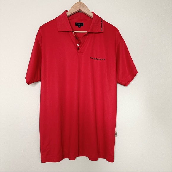BURBERRY GOLF Mens Red Polo Shirt Size M Medium - Picture 1 of 8